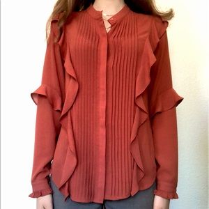 dark orange button up blouse